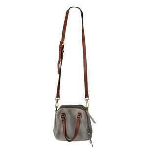 Free People Womens Crossbody Bag Tan Pebbled Leather Compact Structured Boho